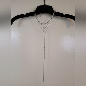 Express Silver Layered Long Necklace